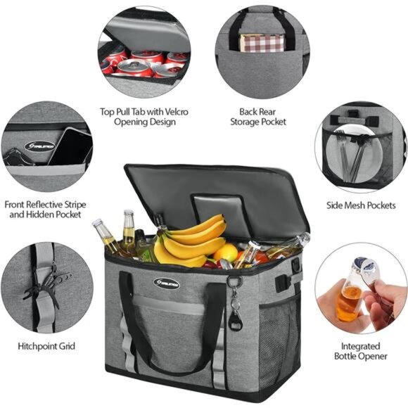 Soft Cooler Bag,Collapsible Soft Sided Cooler,24/30/60/75 Cans Beach - Picture 2 of 14